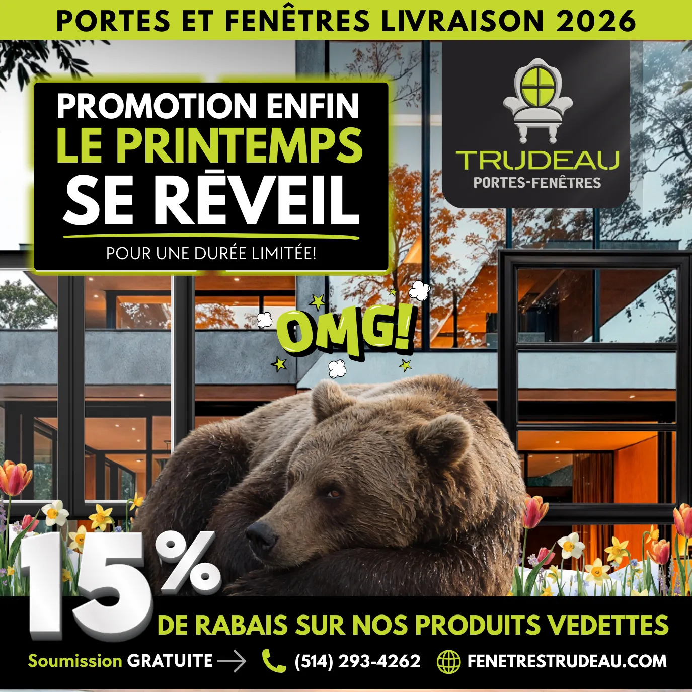 Visuel de la promotion Le printemps se réveille de Trudeau Portes et Fenêtres.
