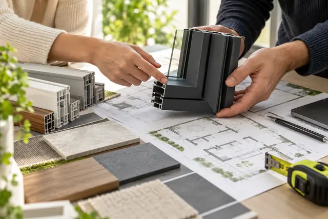 Échantillons de fenêtres et plans pour préparer un projet